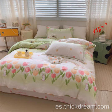 Flores Hermosa funda de almohada de cama de cubierta nórdica